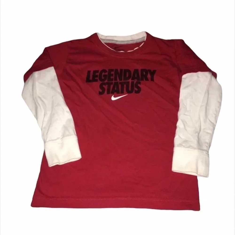 Nike Boys Red & White Long Sleeve Tee